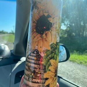Floral Art Vase with Sunflower Design